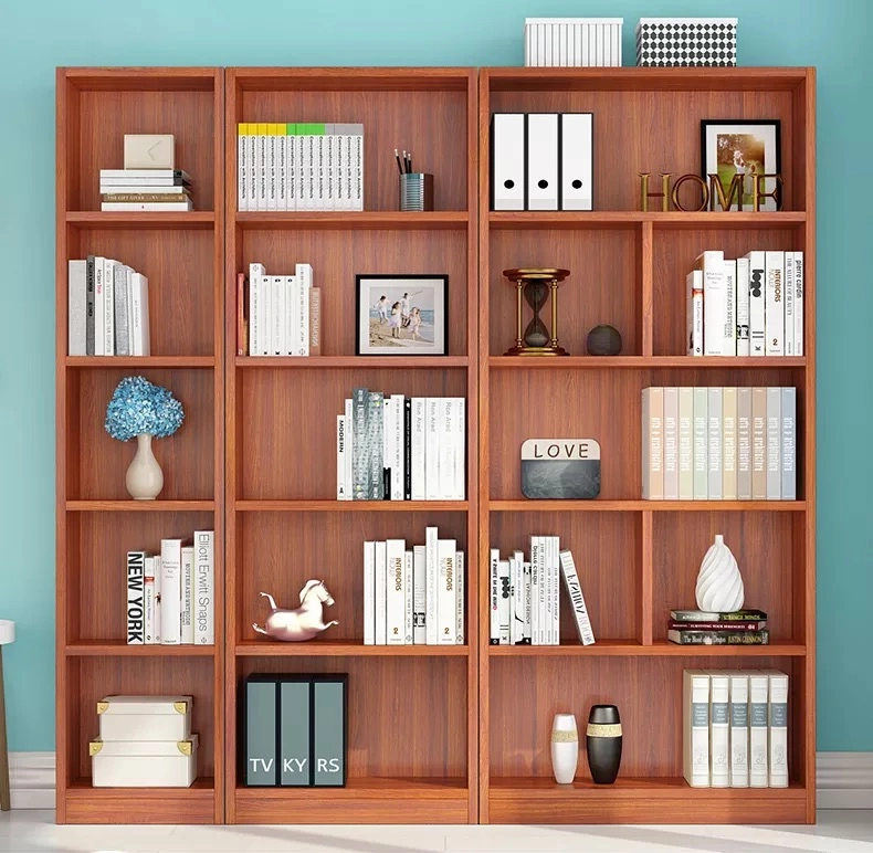 10solid Teak Wood Modern Glass Simple Living Room Bookcase Library Combined Wall Kids Bookshelf