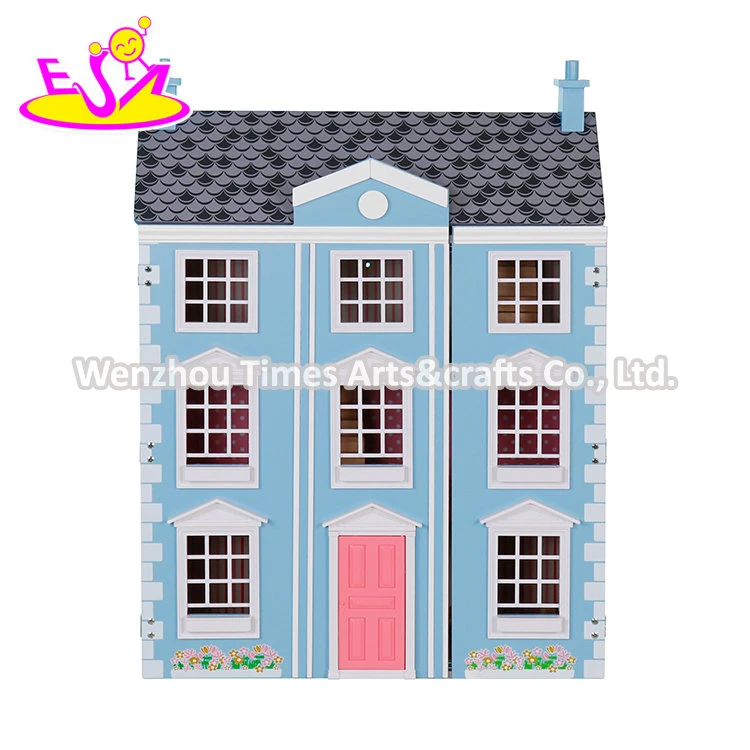 New Hottest Blue Wooden Georgian Dolls House Kits for Children W06A419