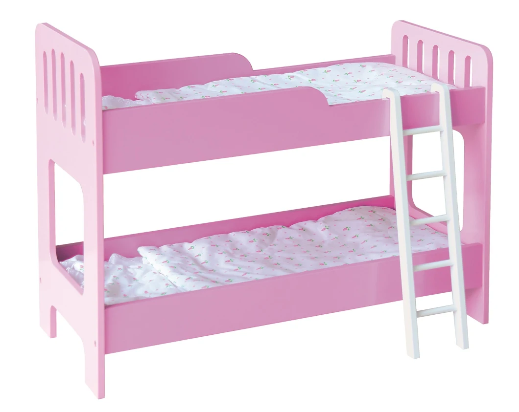 Handmade Wooden Doll Furniture Bunk Bed for Twin Fits 18 Inch Toy with Ladder