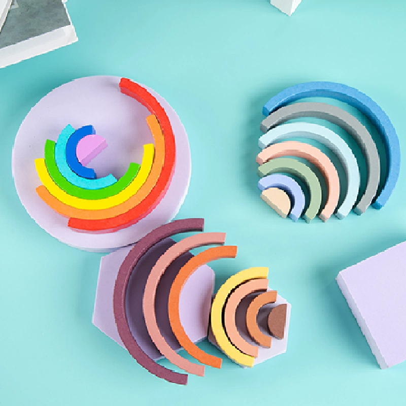 Silicone Rainbow Building Blocks Educational Toys