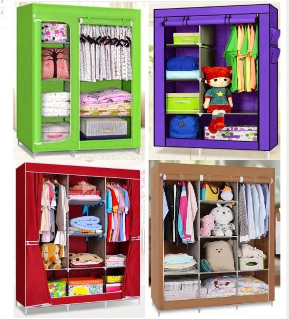 Designs Kids Baby Plastic Portable Modern Folding Fabric Storage Moving Closet Organizer Wardrobe with 6 Wheels