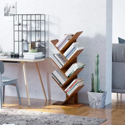 Simple Wood Bookcase, Book Rack, Storage Rack Shelves in Living Room, Space Saver for Home, Office, Kid′s Room.