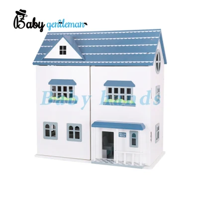 Custolmize Blue Kids Furniture Toy Wooden Georgian Doll House for Wholesale Z06482A