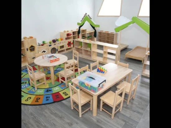 Children Kindergarten Furniture, Nursery School Classroom Furniture, Modern Student Wooden Stack-Able Furniture, Preschool and Day Care Center Kids Furniture