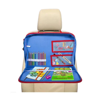 Kids Car Seat Travel Tray, Backseat iPad or Tablet Holder, Carry Bag with Storage Organizer
