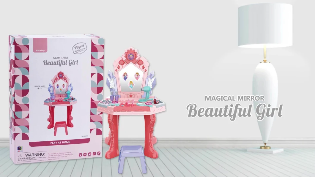 Dressing Table with Lights Music Kids Makeup Sets Make up Kit Girls