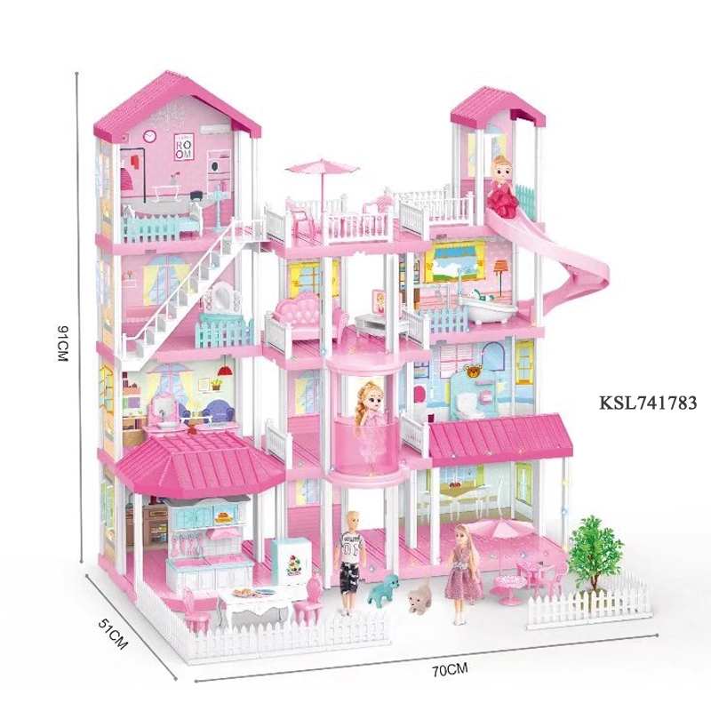Wholesale Pretend Play Simulation Princess Villa DIY Doll House Toys with Furniture Girls Dream Dollhouse Educational Set Luxurious Doll House Toy