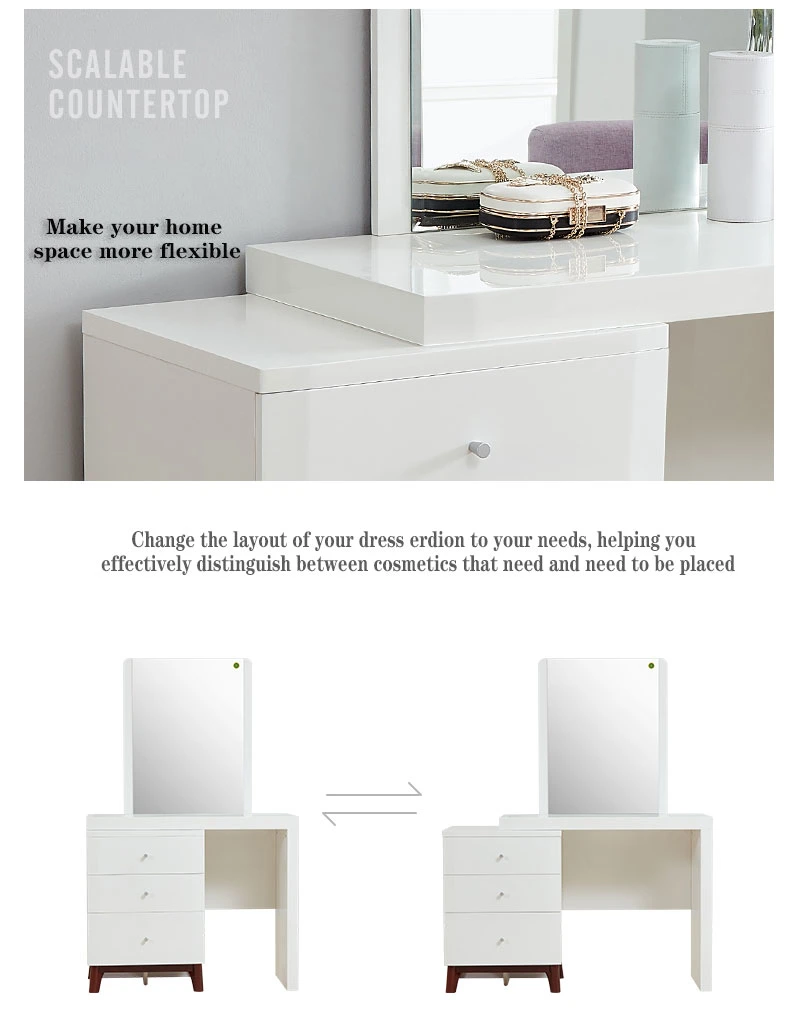 Cheap Price Luxury Interior Mirror Wooden Glass Bedroom Furniture Set Dresser Cabinet Dressing Mirror Table