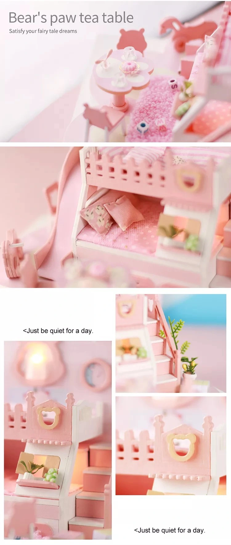 3D DIY Pink Wooden Educational Outdoor Miniature Doll House