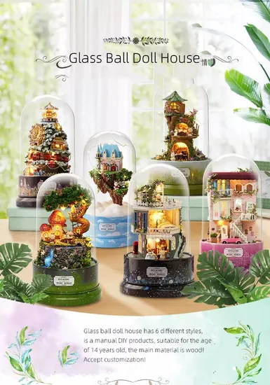 DIY Assembly Toys Can Rotate Wooden Doll House