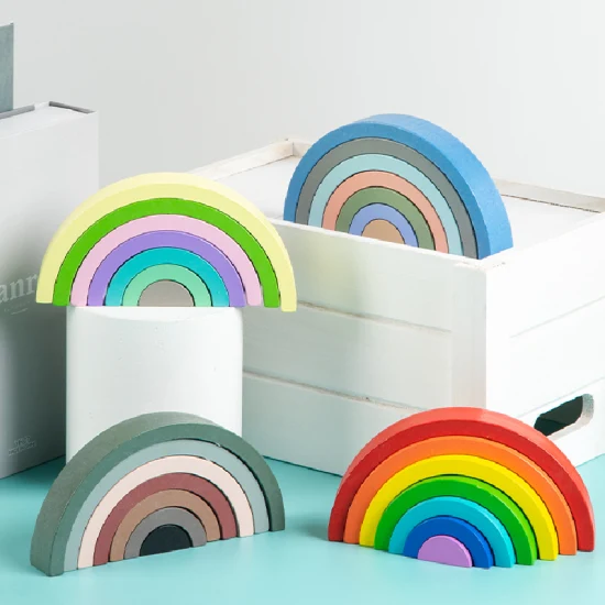 Silicone Rainbow Building Blocks Educational Toys