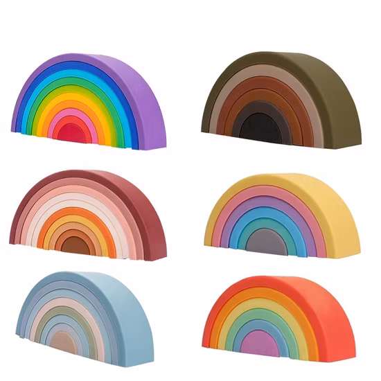 Silicone Rainbow Building Blocks Educational Toys