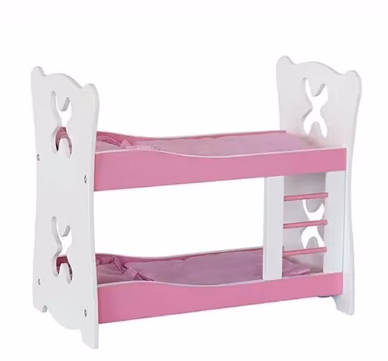 Handmade Wooden Doll Furniture Bunk Bed for Twin Fits 18 Inch Toy with Ladder