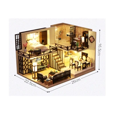 3D Trendy Wooden Educational Toys Outdoor Miniature Doll House