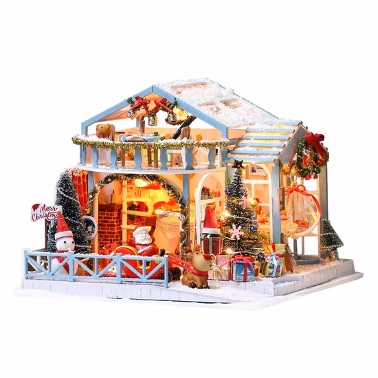 Miniature Christmas Children′s Gifts Handmade Wooden Doll House